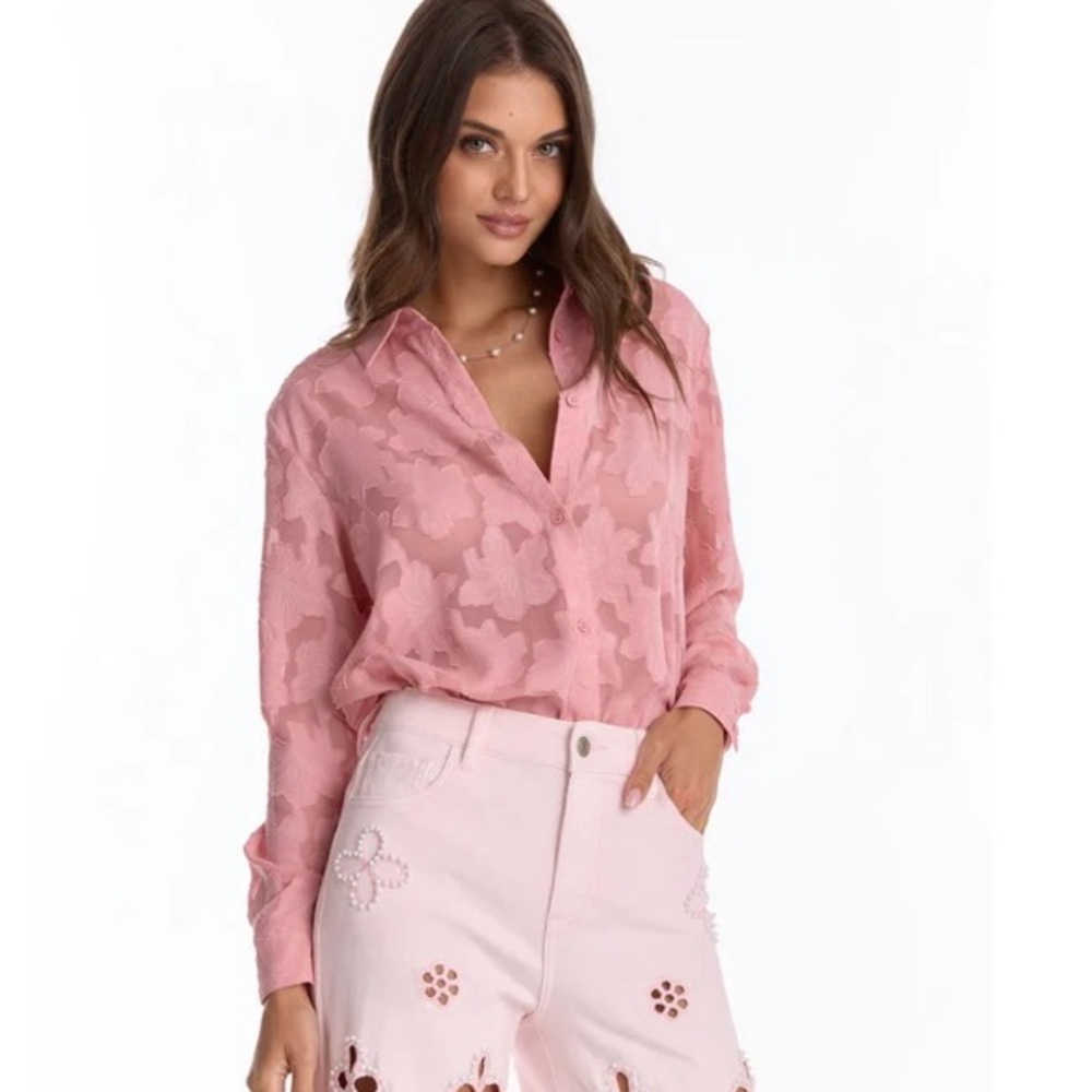 Noli Shop - Stella Button Up -Pink Floral Women's Top